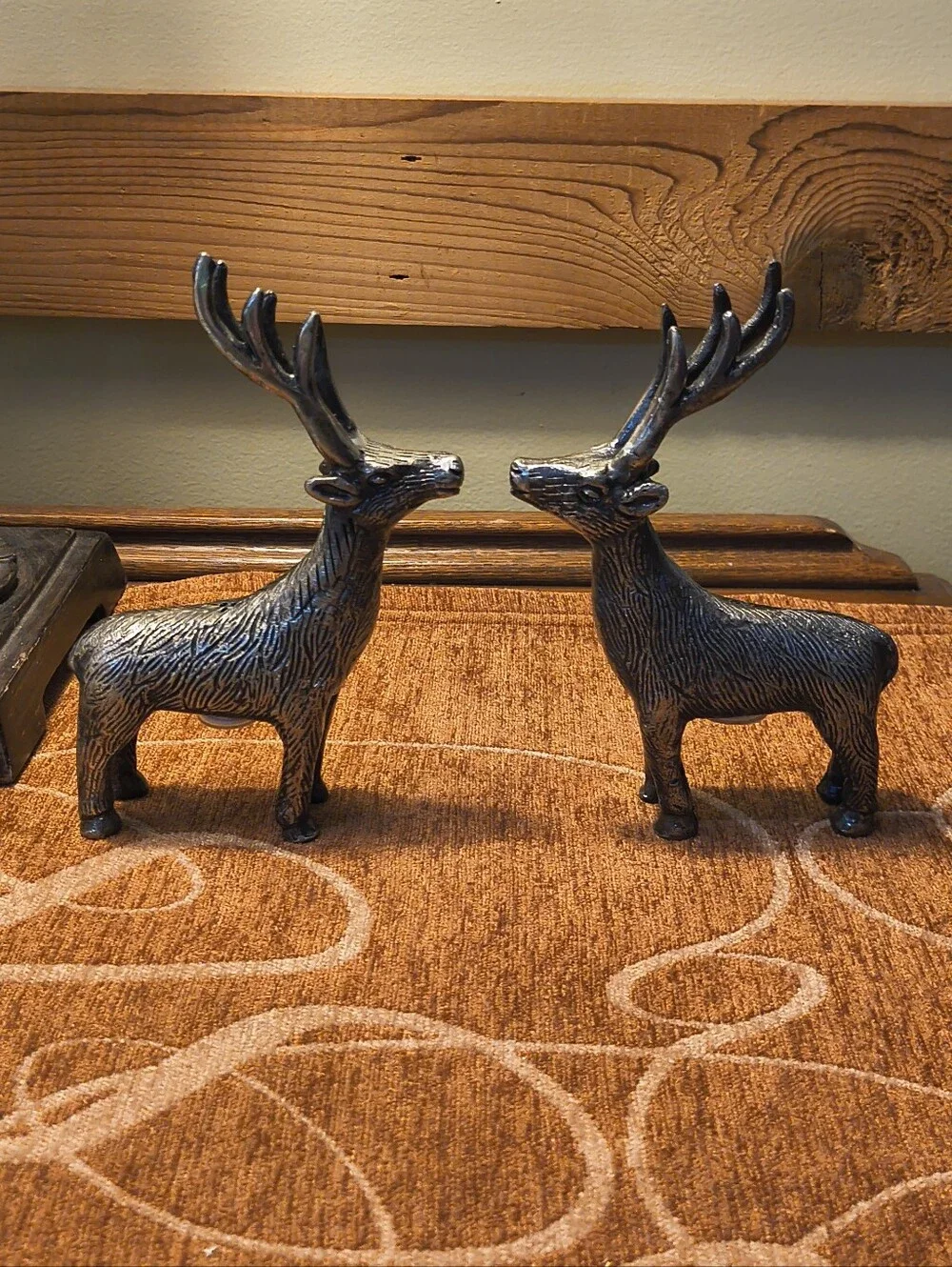 Rare Pottery Barn Silver Reindeer Salt & Pepper Shakers Stag/Deer